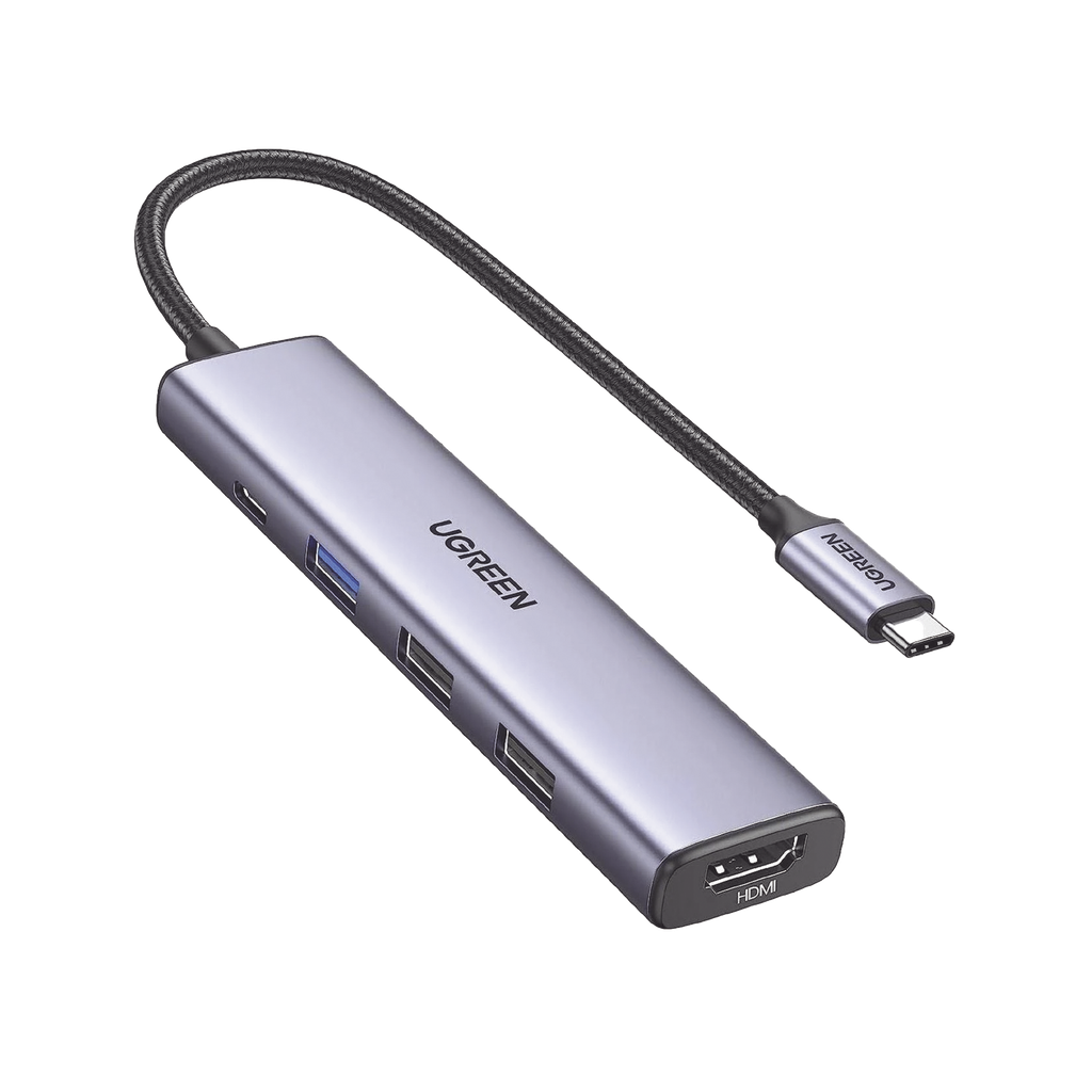 HUB USB-C (Docking Revodok) 5 en 1 | 1 USB-A 3.0 (5Gbps) | 2 USB-A 2.0 (5Gbps) | HDMI 2.0 4K@30Hz | USB-C PD Carga 100W | Cable Trenzado Duradero | Carcasa de Aluminio.